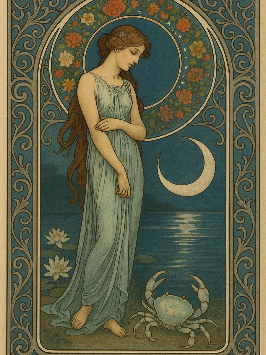 Ilustración de Cáncer en estilo Art Nouveau