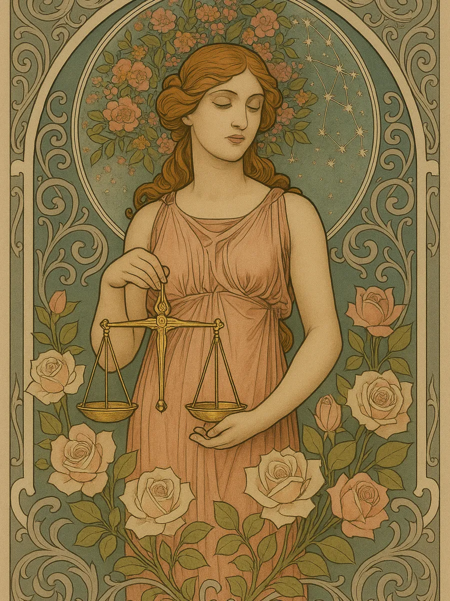 Ilustración de Libra en estilo Art Nouveau
