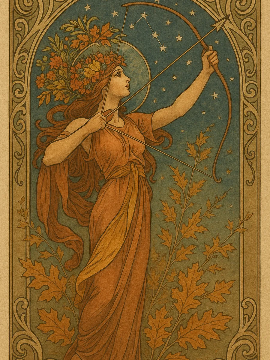 Ilustración de Sagitario en estilo Art Nouveau