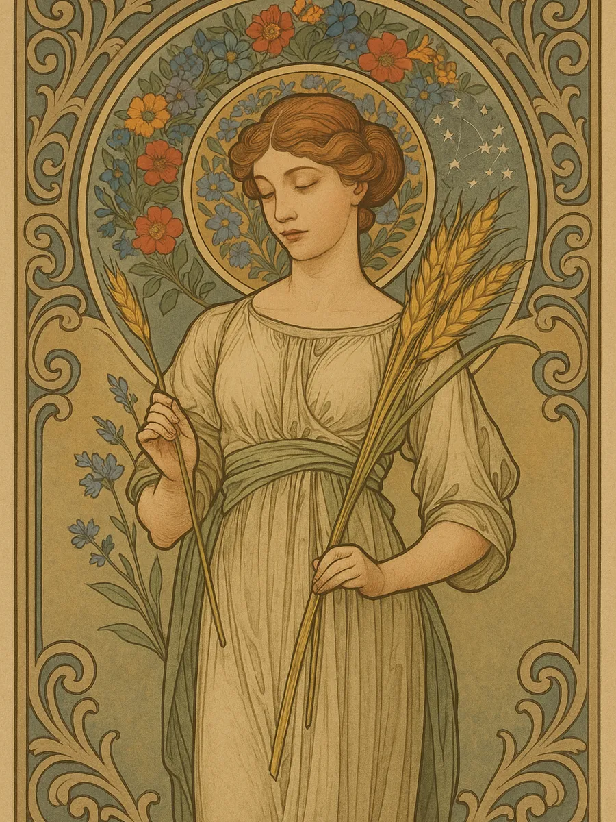 Ilustración de Virgo en estilo Art Nouveau